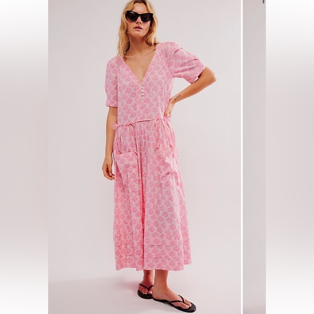 Free People Blush Pink Midi Dress